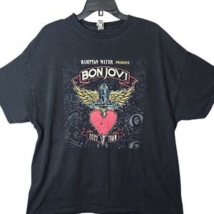 Bon Jovi Black Graphic Concert T-shirt From 2022 Nashville Tennessee Tour XXL